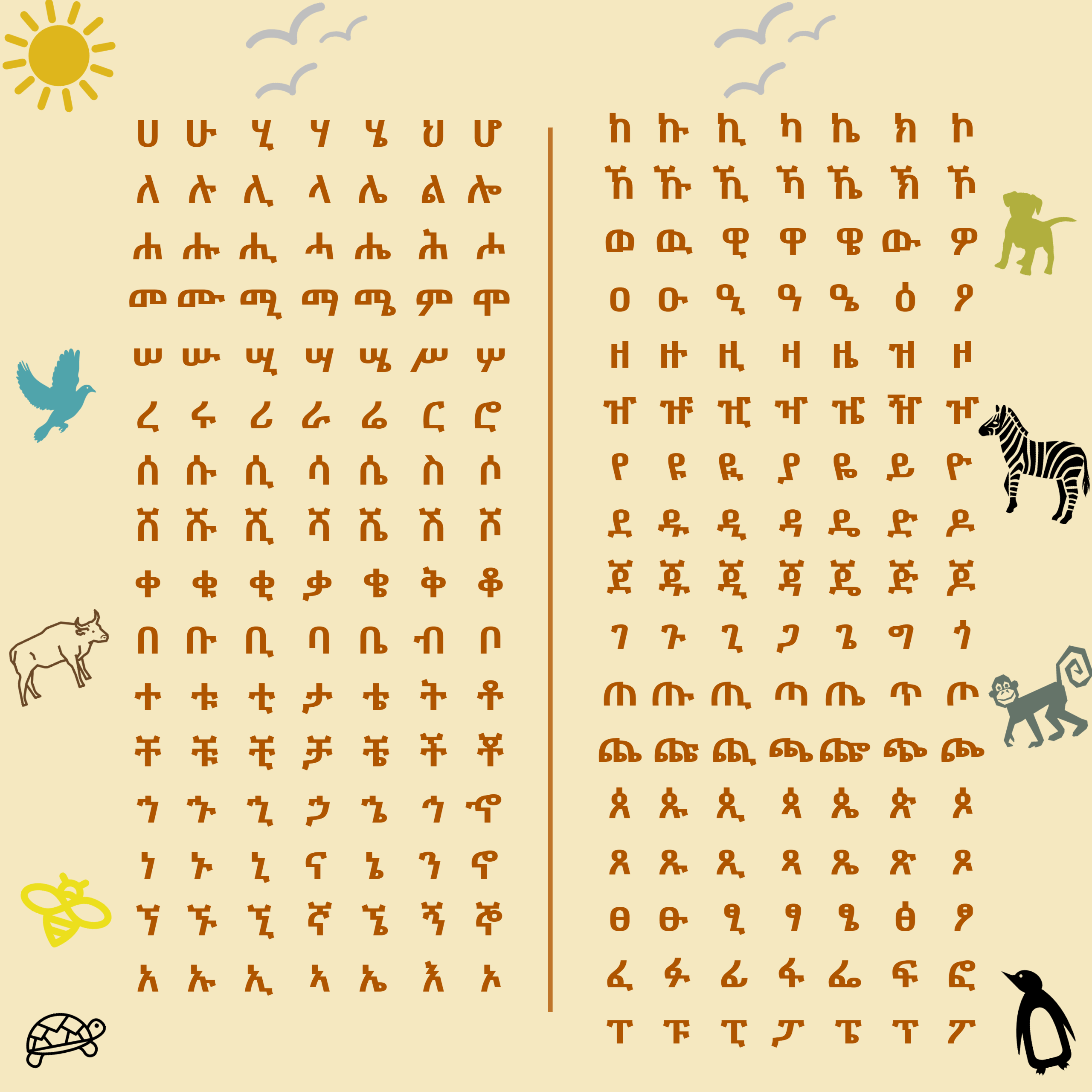 Ethiopian Alphabet Throw Blanket for Kids, Fidel Educational Blanket with Vibrant Colors and Animal Images, Soft and Snuggly - Yellow